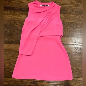 McQ Alexander McQueen Asymmetrical Draped Pink Mini Dress IT40/US 6